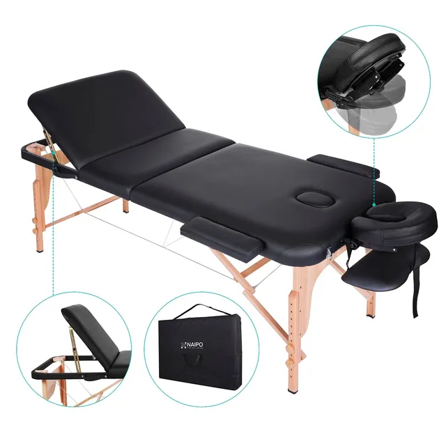 naipo-mgbc-302h-massageliege-holz-creme-klappbar image 1