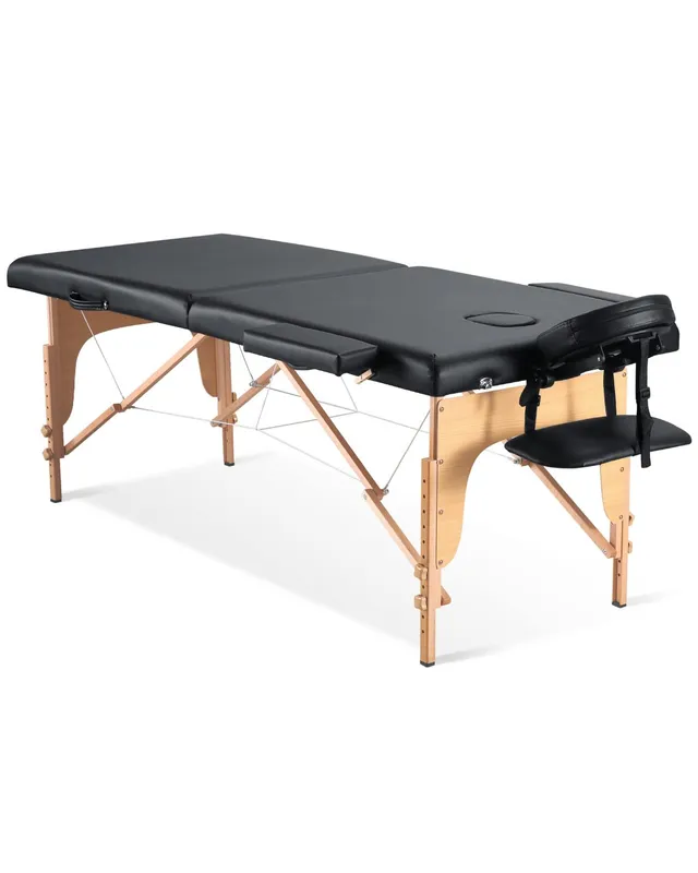 naipo-massageliege-holz-2-teilig-schwarz-klappbar image 1
