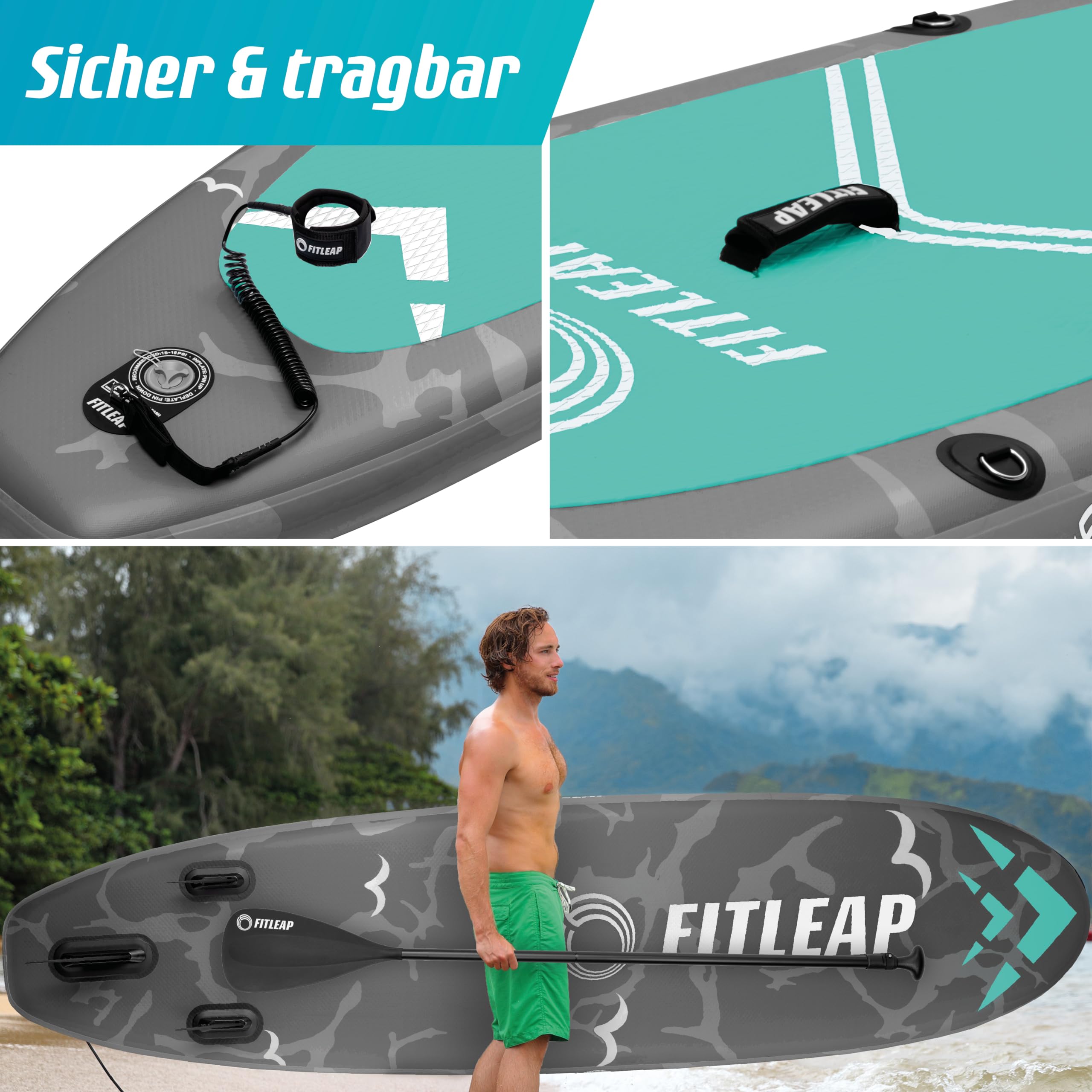 fitleap-stand-up-paddle-board-grau-320-cm-2-lagig-komplettset image 8