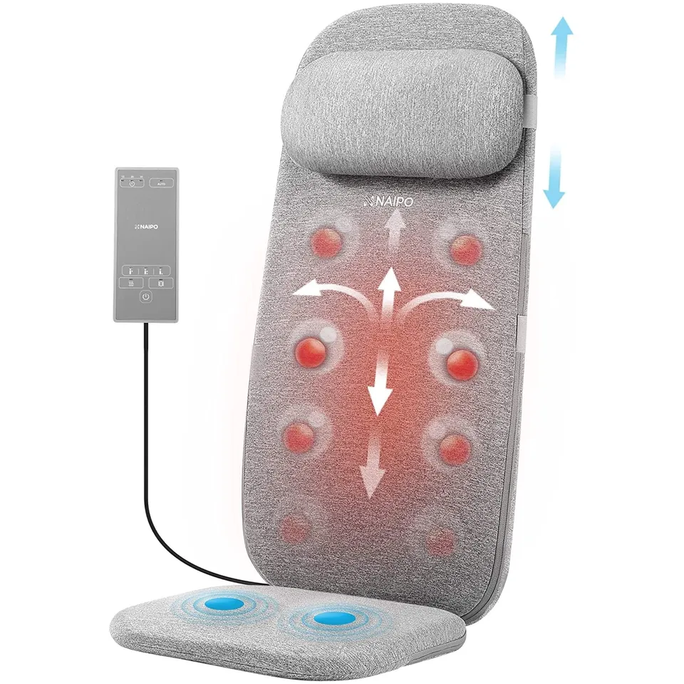 naipo-shiatsu-massageauflage-r-cken-mit-w-rme-grau image 1