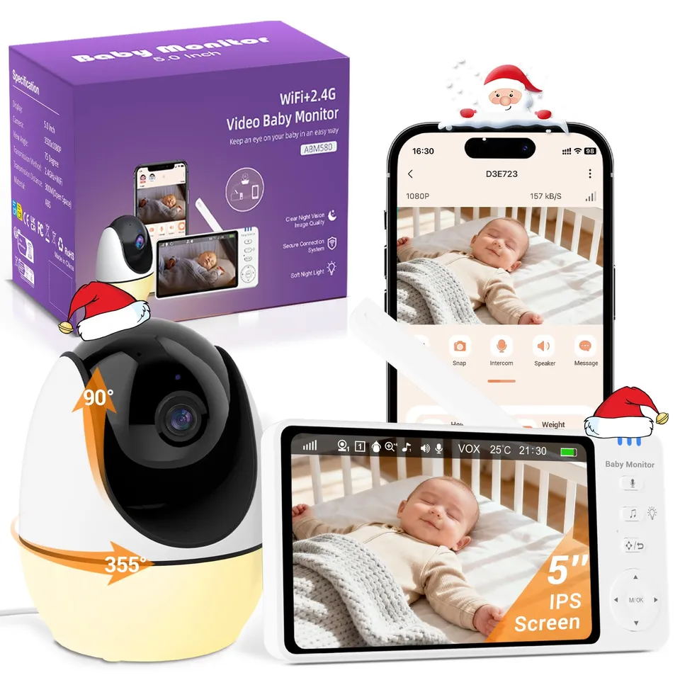 burnnove-babyphone-mit-kamera-und-app-5-zoll-wlan-nachtsicht image 1