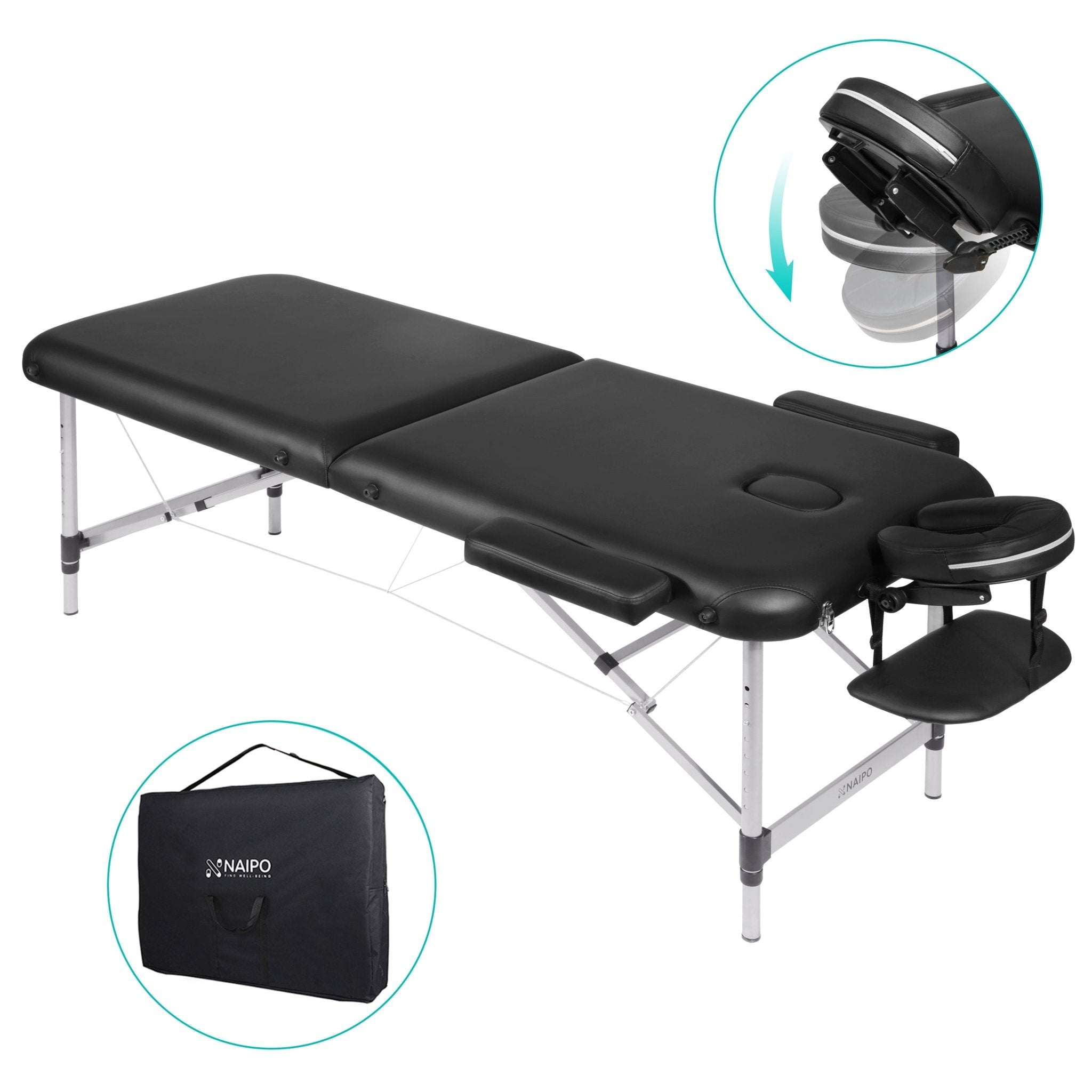naipo-mgbc-211h-massageliege-klappbar-alu-schwarz image 2