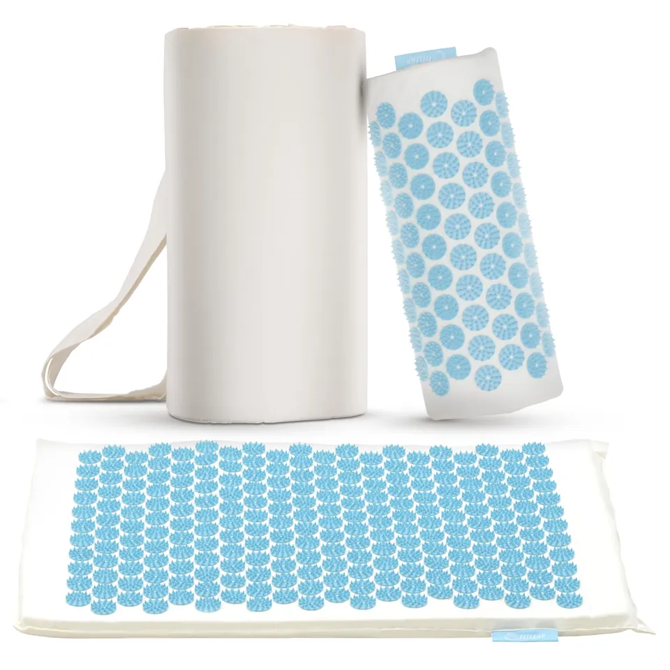 fitleap-akupressurmatte-klassik-mit-kissen-baumwolle-natur-blau image 1