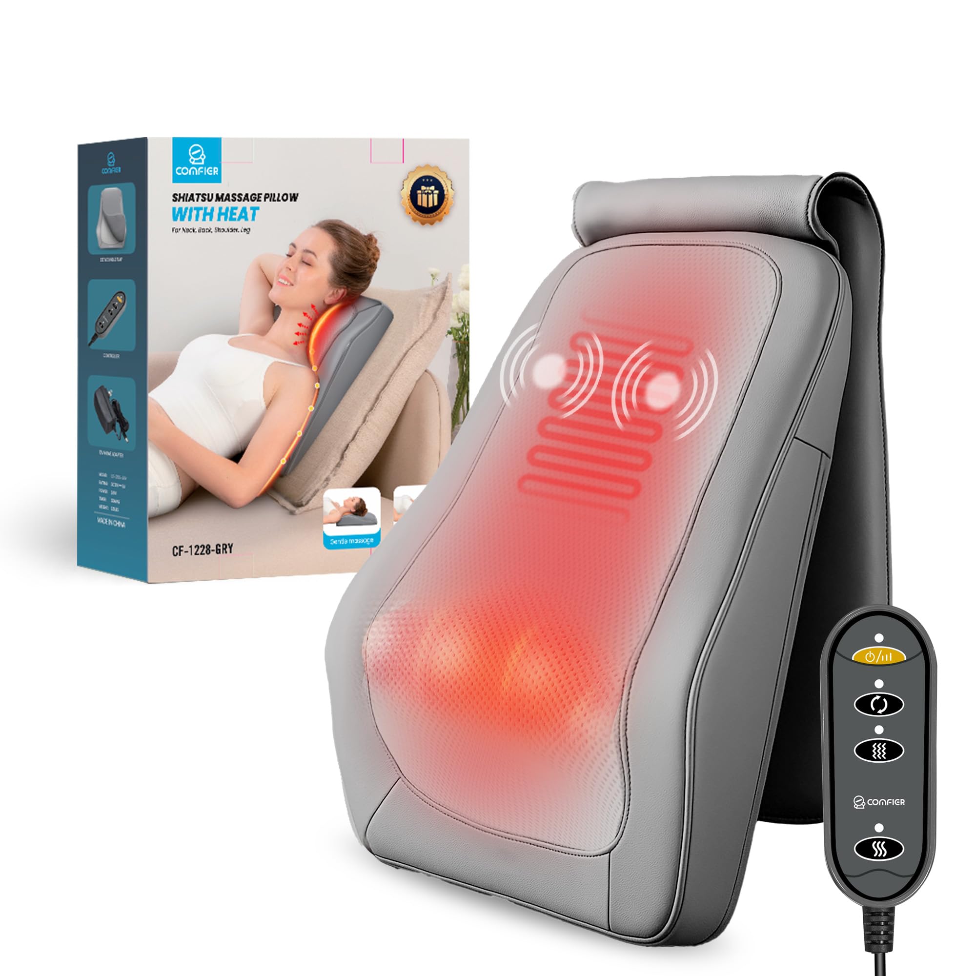 comfier-nackenmassageger-t-shiatsu-w-rme-grau-4d-kneten image 1