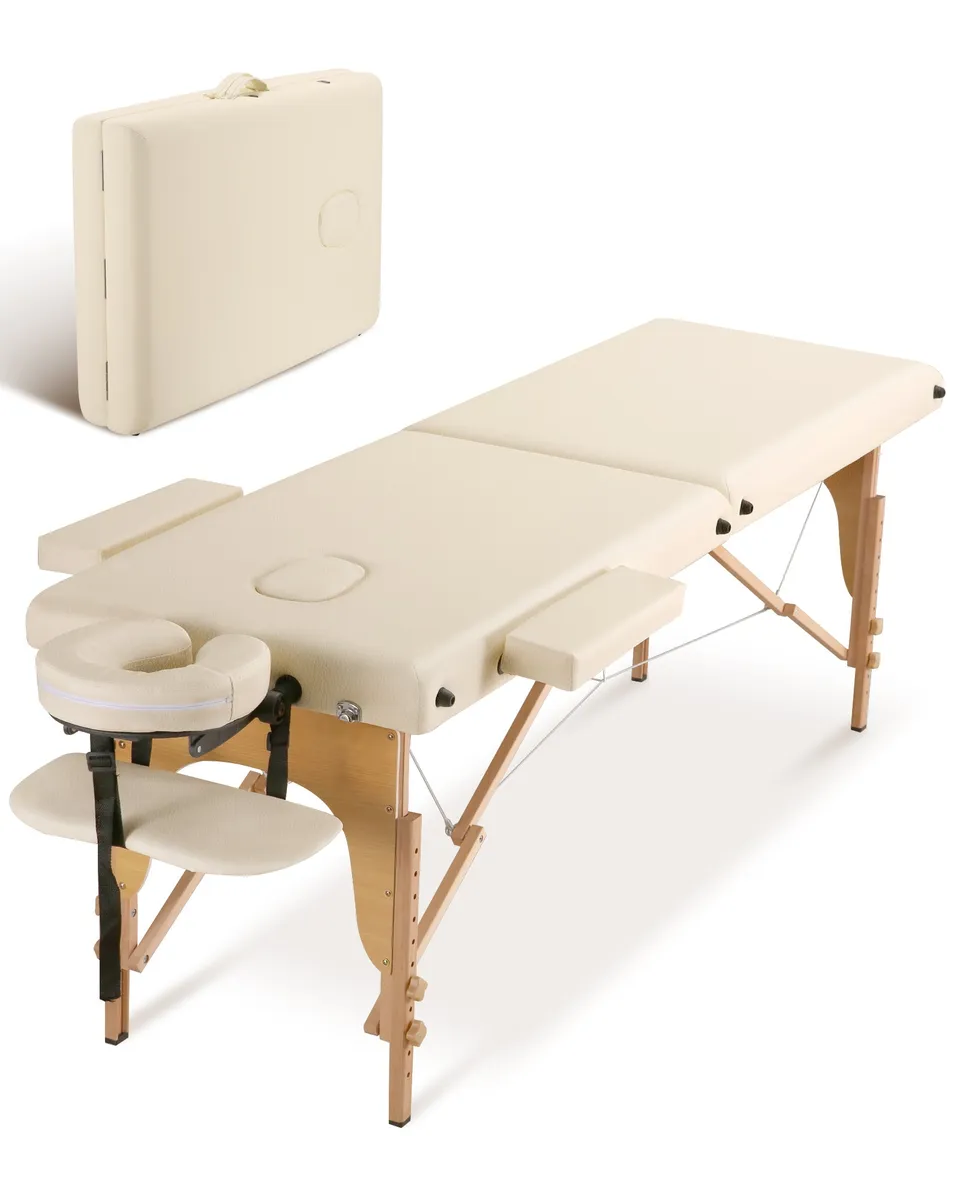 naipo-massageliege-holz-creme-2-teilig-mit-tasche image 1