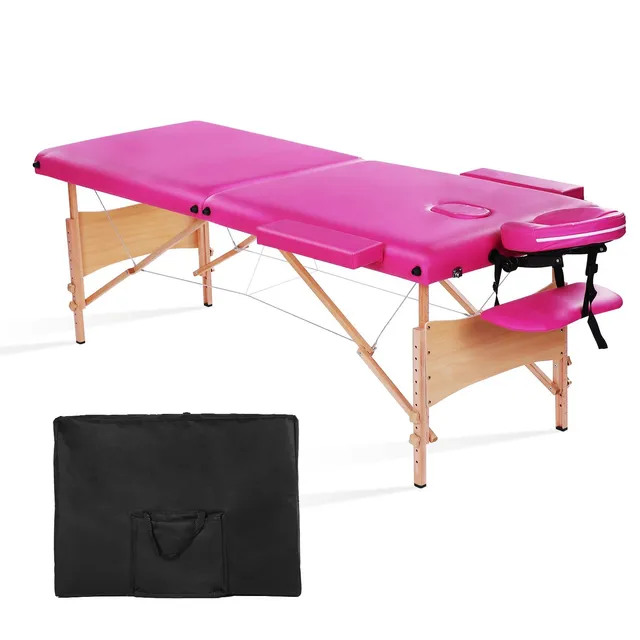 naipo-massageliege-holz-rosa-2-teilig-klappbar image 1