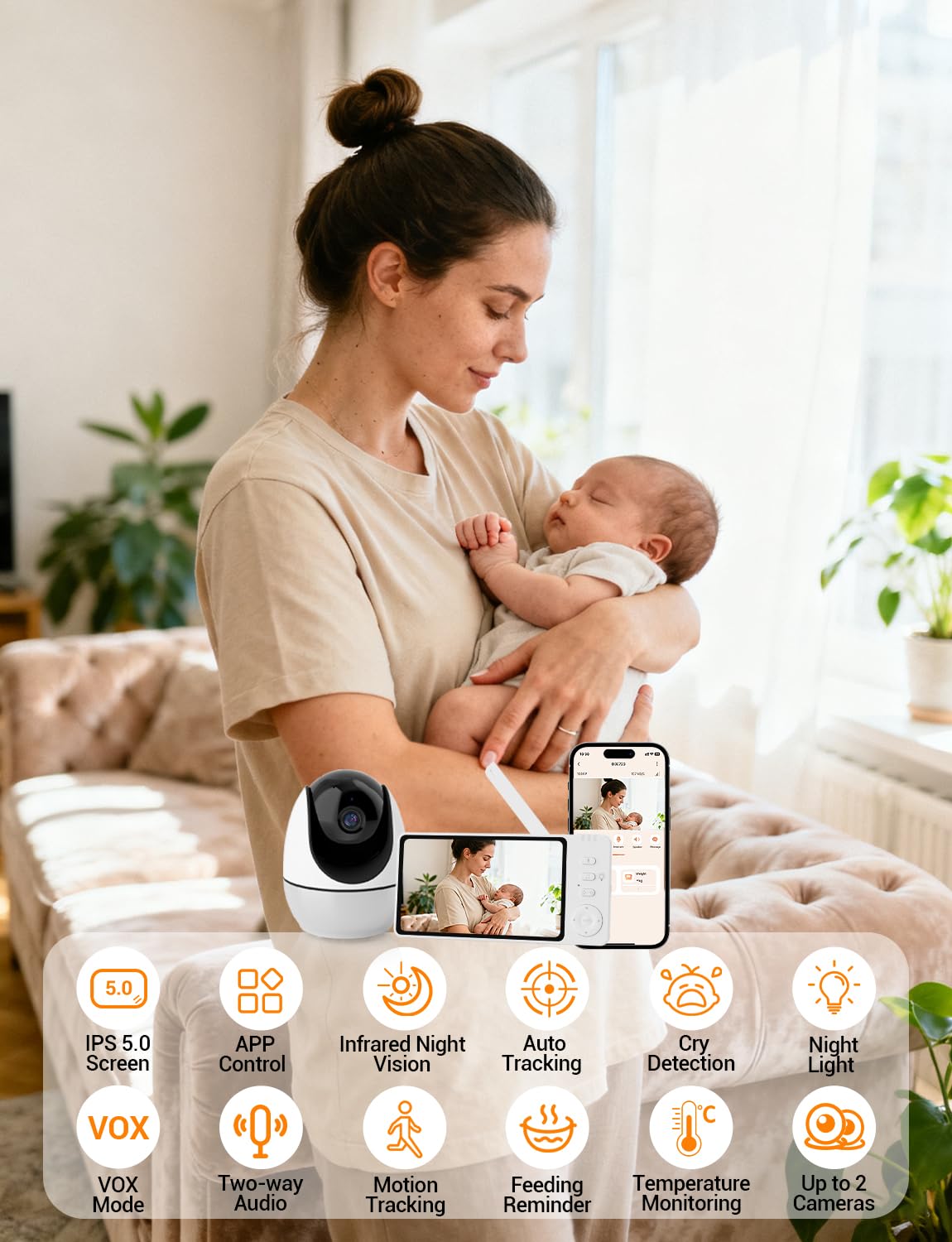 burnnove-babyphone-mit-kamera-und-app-5-zoll-wlan-nachtsicht image 2