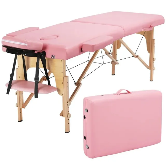 naipo-massageliege-holz-84-zoll-hellrosa-klappbar image 1