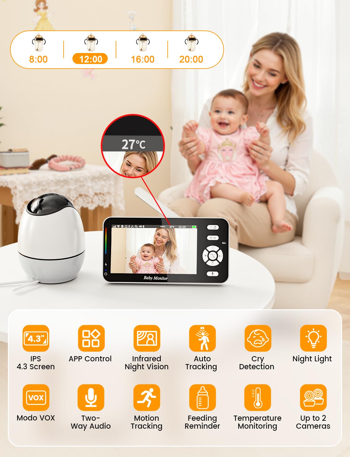 burnnove-babyphone-mit-kamera-und-app-4-3-zoll-wlan-nachtsicht image 2