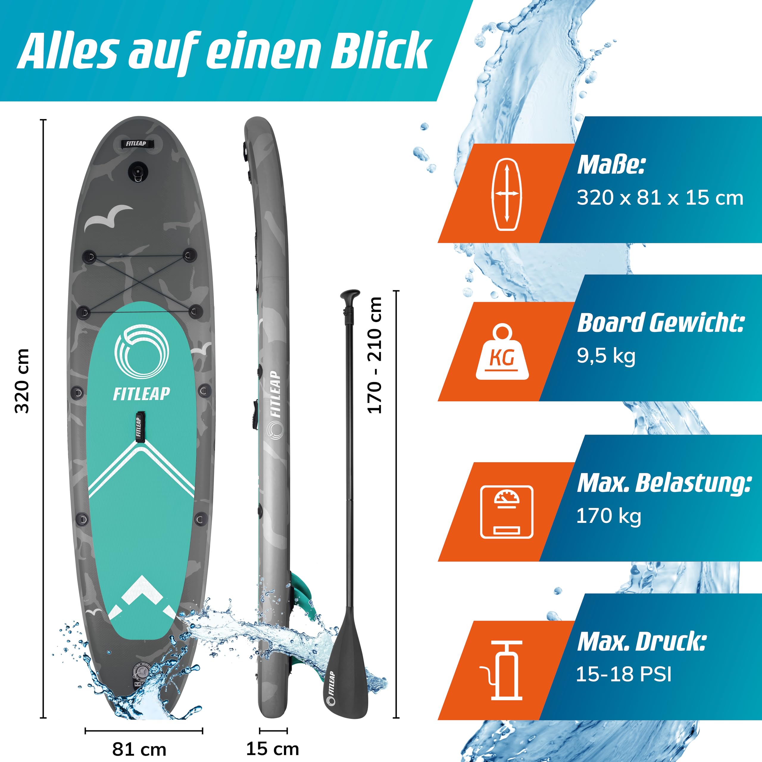 fitleap-stand-up-paddle-board-grau-320-cm-2-lagig-komplettset image 3
