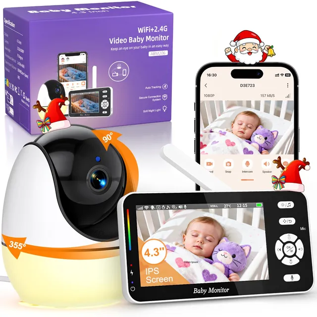 burnnove-babyphone-mit-kamera-und-app-4-3-zoll-wlan-nachtsicht image 1
