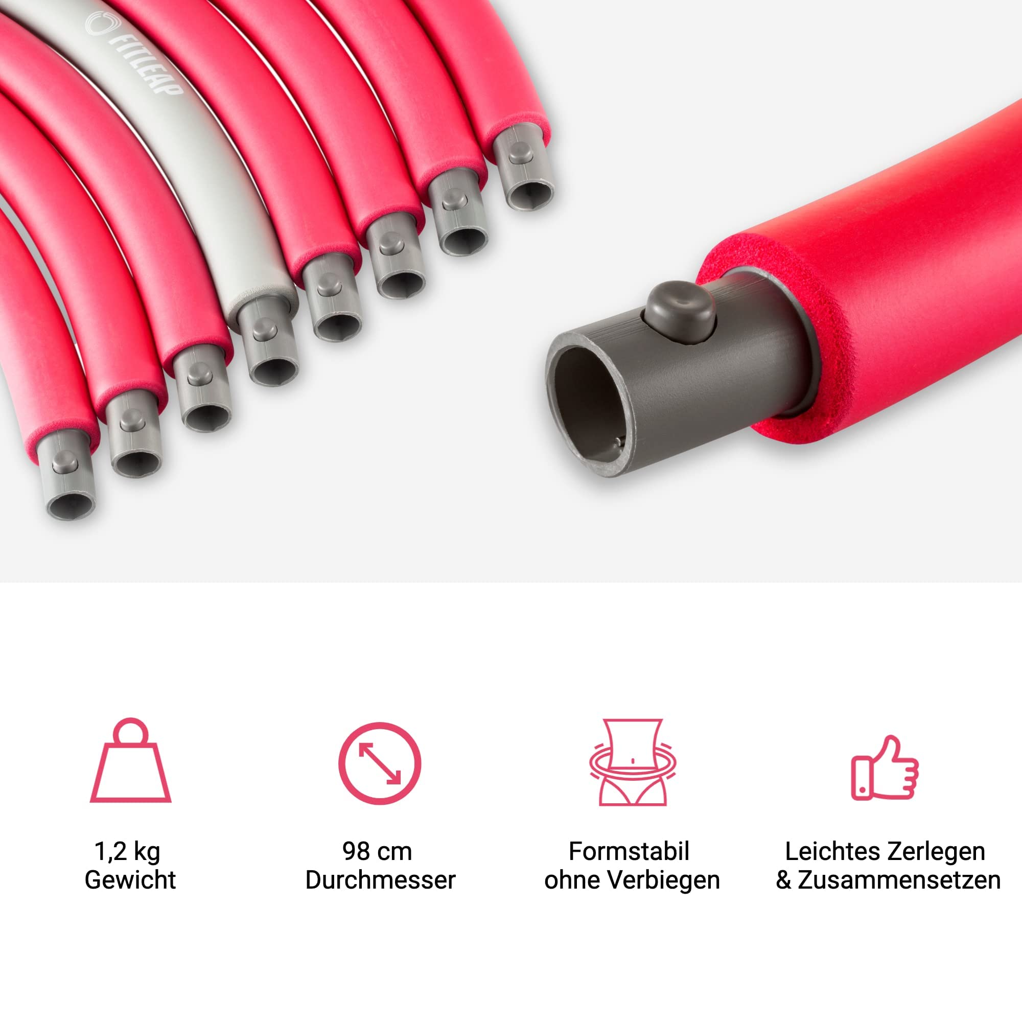 fitleap-hula-hoop-reifen-pink-8-segmente-erwachsene image 4