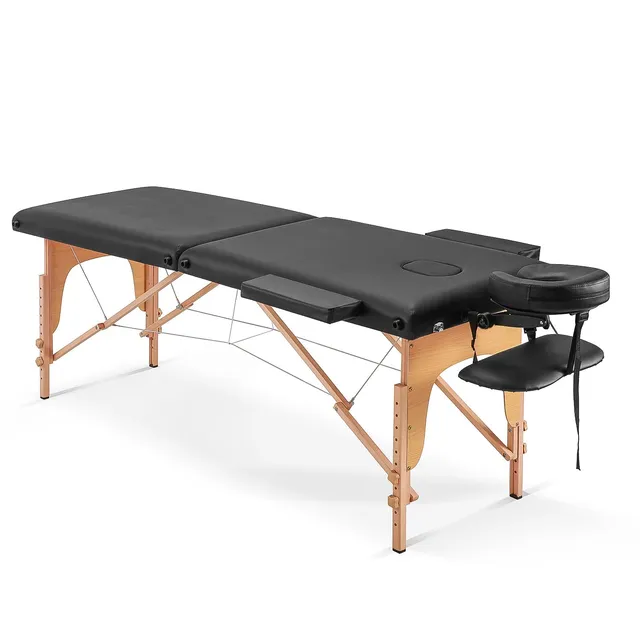 naipo-massage-tables-mgbc-201h-faltbare-massageliege-aus-holz-2-teilig-schwarz image 1